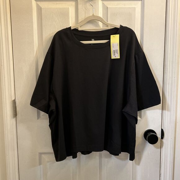 NWT All in Motion Women’s Plus Size Supima Cotton Short Sleeve Top Black 3X - Picture 1 of 16